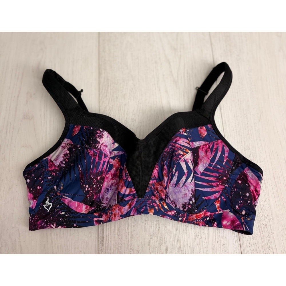 Torrid Active‎ Mid Impact Underwire Sports Bra 40C Spacey Tropical Black